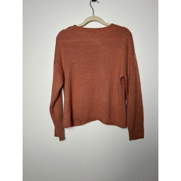 Madewell Alpaca Blend Coral Salmon Sweater w Two Front Pockets Wide Boxy Medium - Picture 5 of 6